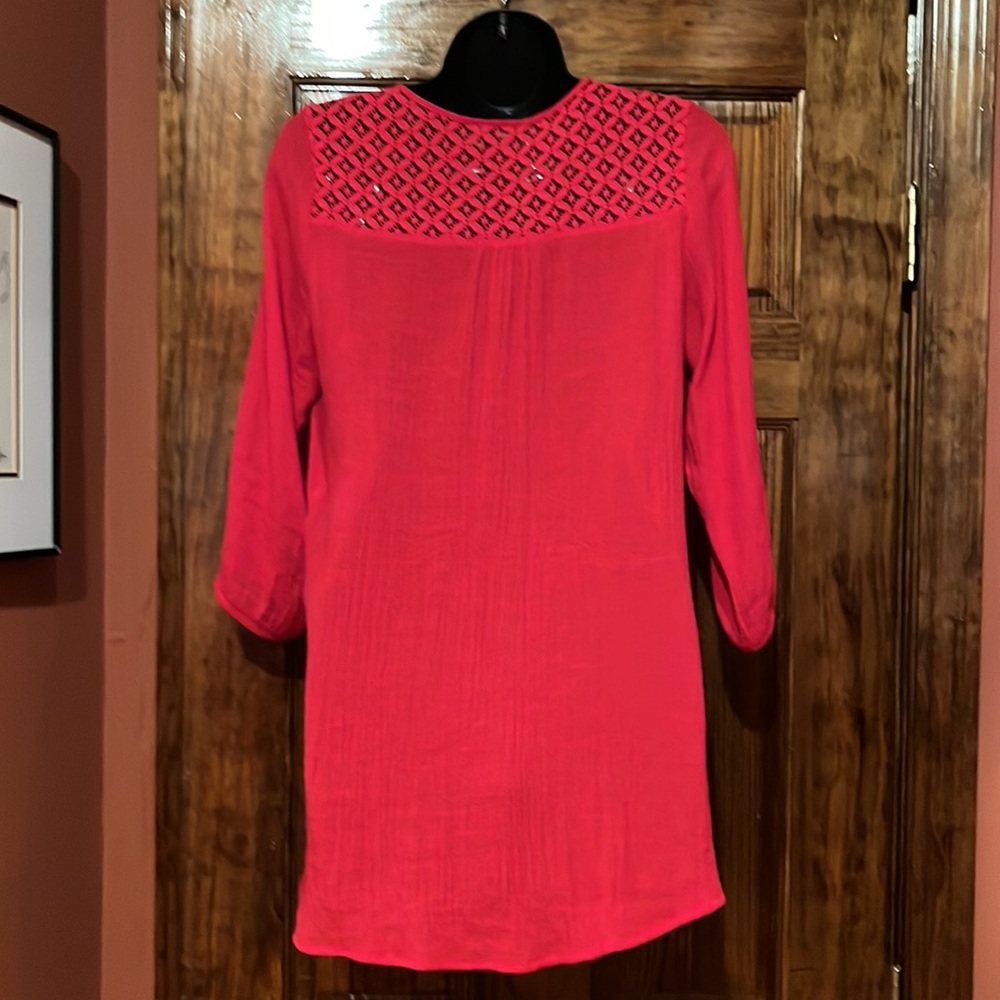 NWOT Red High Low Long Sleeve Tunic - Picture 3 of 6